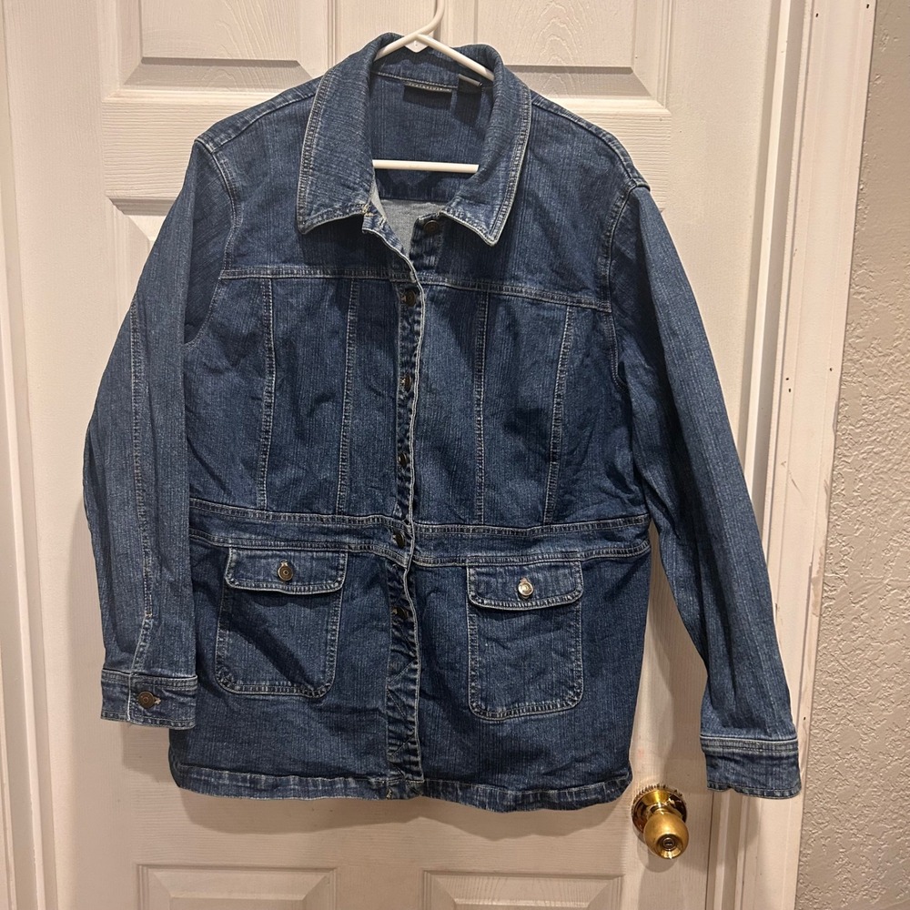 Relativity‎ Woman Blue Denim Utility Barn Jacket Womens 3X Button Chore Coat